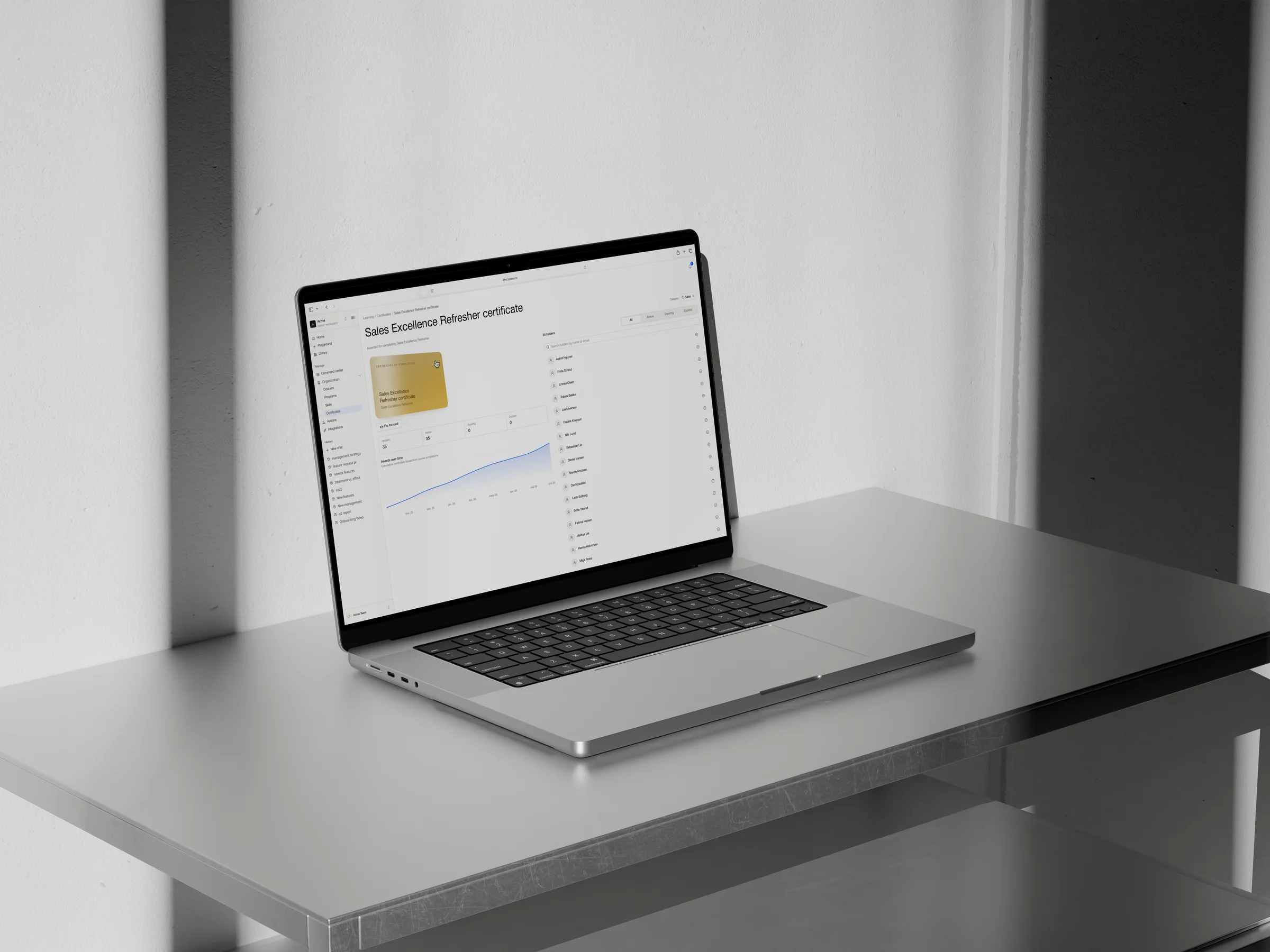 TO SEE certificate management dashboard open on a MacBook