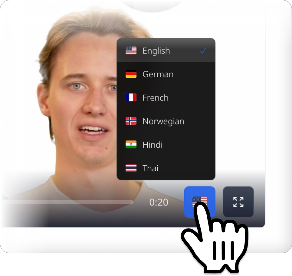 Multilingual video player language selector
